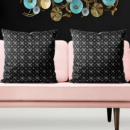 ArtzFolio Black and White 5 Pieces Velvet Square Cushion Covers-57