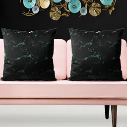 ArtzFolio Black 5 Pieces Printed Velvet Square Cushion Covers-image-0