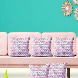 ArtzFolio Pink 5 Pcs Velvet Square Cushion Covers-7