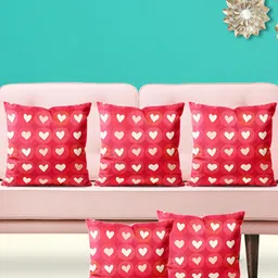 ArtzFolio Red 5 Pieces Abstract Velvet Square Cushion Covers-image-9