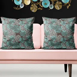 ArtzFolio Green 5 Pieces Printed Velvet Square Cushion Covers-image-95