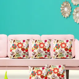 ArtzFolio Red 5 Floral Velvet Square Cushion Covers-image-92