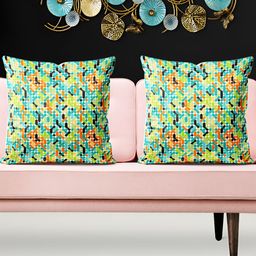 ArtzFolio Green & Blue 5 Pieces Velvet Square Cushion Covers-image-93