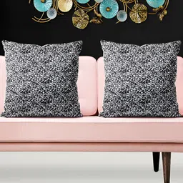 ArtzFolio Black & White 5 Pieces Abstract Printed Velvet Square Cushion Covers-10