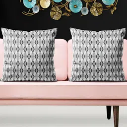ArtzFolio Black & Grey 5Pcs Ethnic Motifs Square Cushion Covers-13