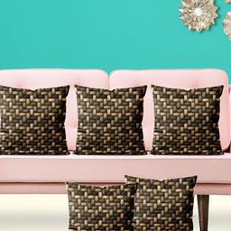 ArtzFolio Brown 5 Pieces Printed Velvet Square Cushion Covers-image-77