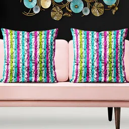 ArtzFolio Green 5 Pieces Abstract Velvet Square Cushion Covers-image-39