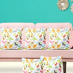 ArtzFolio Green & Blue 5Pcs Abstract Square Cushion Covers-image-44