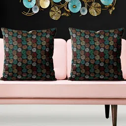 ArtzFolio Black Maroon 5 Pieces Velvet Square Cushion Covers-image-91