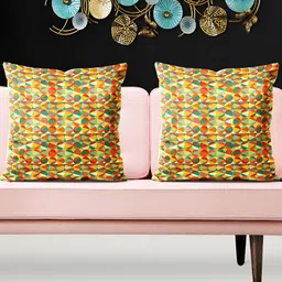 ArtzFolio Yellow & Green 5 Pieces Velvet Square Cushion Covers-image-70