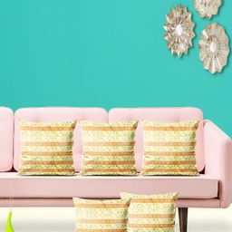ArtzFolio Yellow 5 Pcs Velvet Square Cushion Covers-image-49