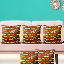 ArtzFolio Brown 5 Pcs Velvet Square Cushion Covers-image-7
