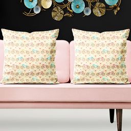 ArtzFolio Cream & Blue 5Pcs Abstract Square Cushion Covers-image-30
