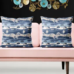 ArtzFolio Blue 5 Pieces Printed Velvet Square Cushion Covers-image-18