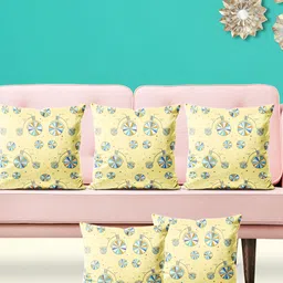 ArtzFolio Yellow and Green 5 Pieces Velvet Square Cushion Covers-image-87