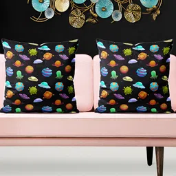 ArtzFolio Black and Green 5 Pieces Printed Velvet Square Cushion Covers-image-13
