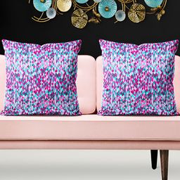 ArtzFolio Pink 5 Pieces Abstract Velvet Square Cushion Covers-image-57