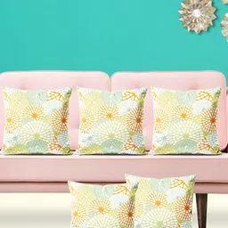 ArtzFolio Green & Yellow 5Pcs Abstract  Square Cushion Covers-image-36