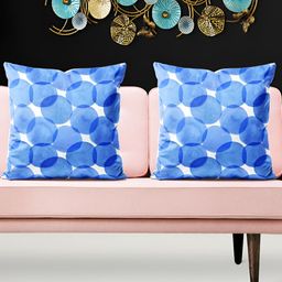 ArtzFolio Blue 5 Pieces Velvet Square Cushion Covers-image-13