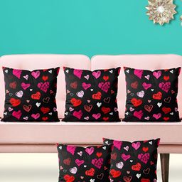 ArtzFolio Brown & Pink 5 Pieces Velvet Square Cushion Covers-image-99