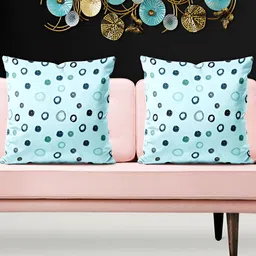 ArtzFolio Blue & Black 5 Pieces Geometric Printed Velvet Square Cushion Covers-image-74