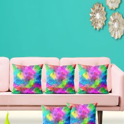 ArtzFolio Blue Green 5 Pieces Velvet Square Cushion Covers-image-96