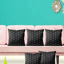 ArtzFolio Black 5 Pieces Velvet Square Cushion Covers-image-63