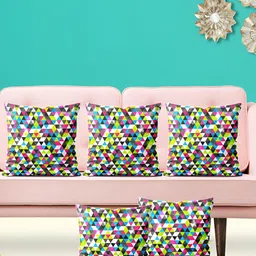 ArtzFolio Black 5 Pieces Abstract Velvet Square Cushion Covers-image-69