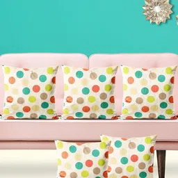ArtzFolio Off White & Green Self Design Velvet Square Cushion Covers-38