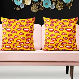 ArtzFolio Yellow 5 Pieces Quirky Velvet Square Cushion Covers-14