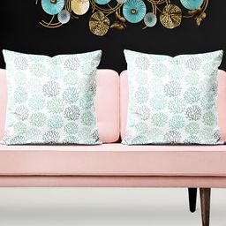 ArtzFolio White & Blue 5 Pieces Printed Velvet Square Cushion Covers-image-51