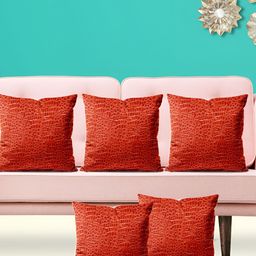 ArtzFolio Brown 5 Pieces Abstract Velvet Square Cushion Covers-16