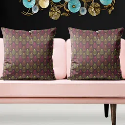 ArtzFolio Green & Pink 5Pcs Geometric Square Cushion Covers-image-48