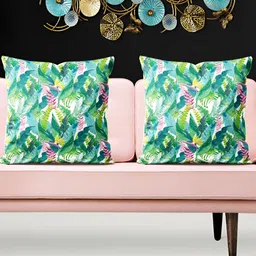ArtzFolio Green 5 Pieces Printed Velvet Square Cushion Covers-image-40