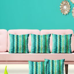 ArtzFolio Green & Black 5 Pieces Abstract Square Cushion Covers-picture-13