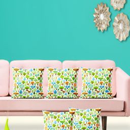 ArtzFolio Green 5 Pieces Floral Velvet Square Cushion Covers-image-104