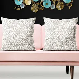ArtzFolio Off White 5 Pieces Abstract Printed Velvet Square Cushion Covers-image-29