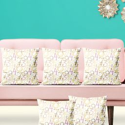 ArtzFolio White Purple 5 Pieces Square Cushion Covers-image-91