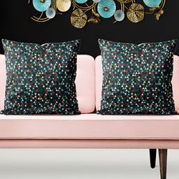 ArtzFolio Green & Red 5 Pieces Printed Velvet Square Cushion Covers-image-70