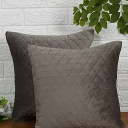 NISRAG HOME Grey 2 Pcs Velvet Square Cushion Covers-image-43