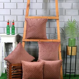 Nendle Rust 5 Pieces Velvet Square Cushion Covers-13