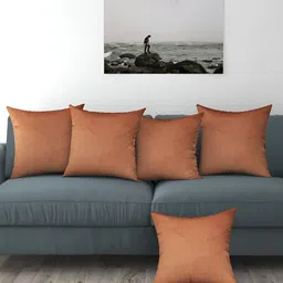 BIGGER FISH Brown 5 Pcs Square Cushion Covers-image-33