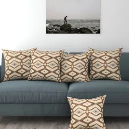 BIGGER FISH Brown 5 Pcs Square Cushion Covers-55