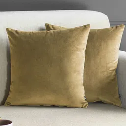 GM Set Of 2 Beige Solid Square Cushion Covers-8