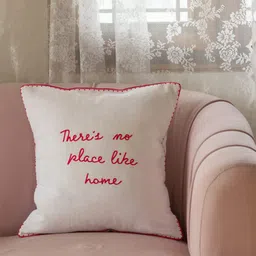 BandBox White & Red Embroidered Square Cotton Cushion Covers-picture-45