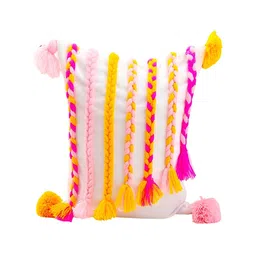 THROWPILLOW White & Pink Embellished Square Cushion Cover-image-31