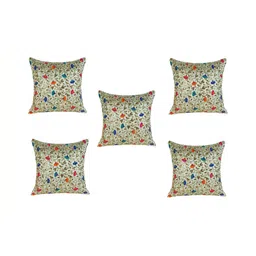 MONKDECOR Green & Blue Set of 5 Embellished Square Cushion Covers-15