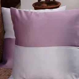 HOMEMONDE Set of 2 Lavender & White Colourblocked Square Cushion Covers-27