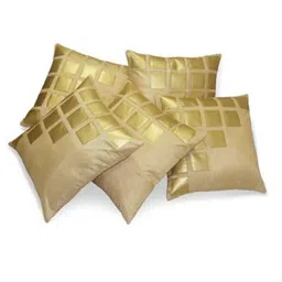 JDX Beige & Gold-Toned Set of 5 Colourblocked Square Cushion Covers-24