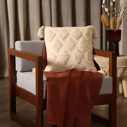 SASHAA WORLD 100% Cotton Ivory Cushion Cover with Zipper ( 45x45 cm )-image-18